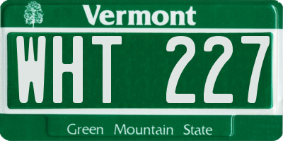 VT license plate WHT227