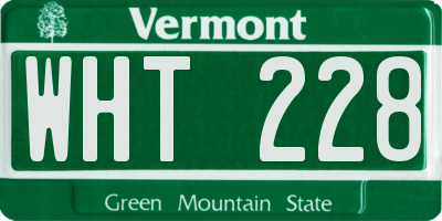 VT license plate WHT228