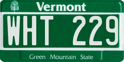 VT license plate WHT229