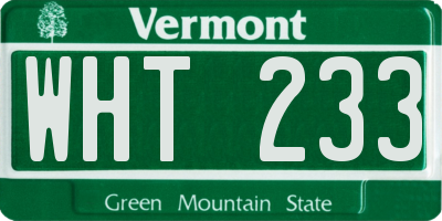 VT license plate WHT233