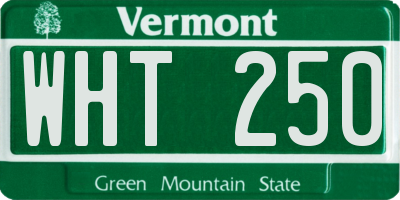 VT license plate WHT250