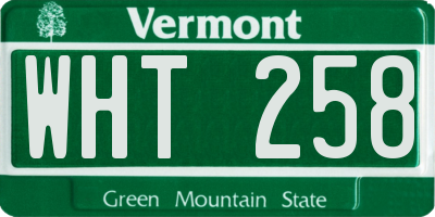 VT license plate WHT258