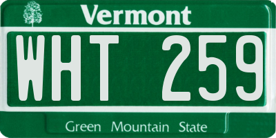 VT license plate WHT259