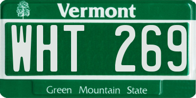 VT license plate WHT269