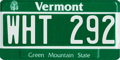 VT license plate WHT292