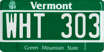 VT license plate WHT303