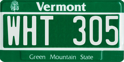 VT license plate WHT305