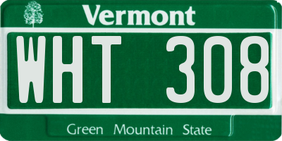 VT license plate WHT308