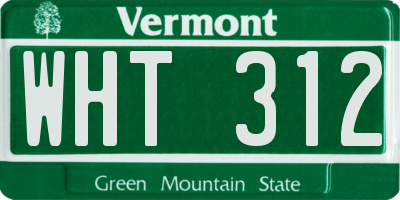 VT license plate WHT312