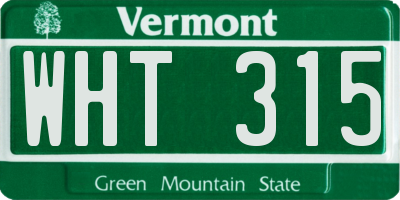 VT license plate WHT315