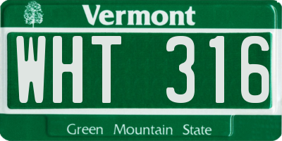 VT license plate WHT316