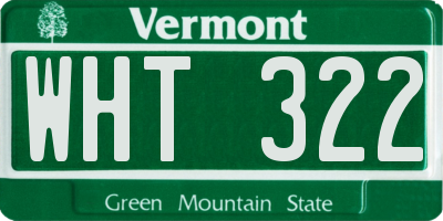 VT license plate WHT322