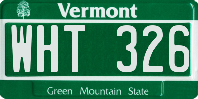 VT license plate WHT326