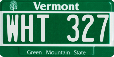 VT license plate WHT327