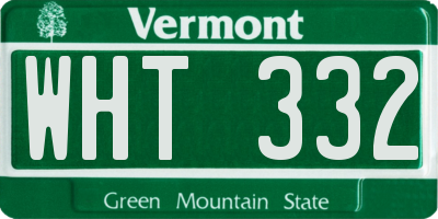 VT license plate WHT332