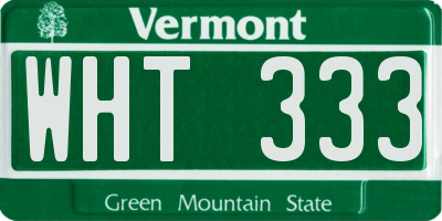 VT license plate WHT333