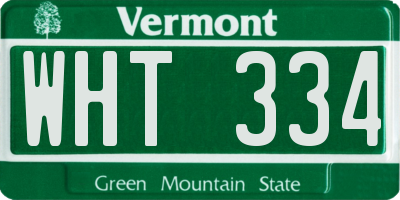 VT license plate WHT334