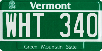 VT license plate WHT340