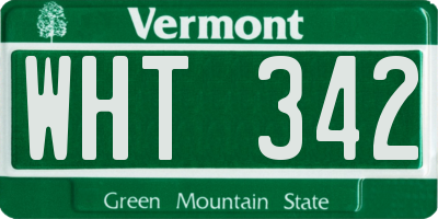 VT license plate WHT342