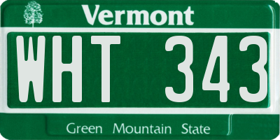 VT license plate WHT343
