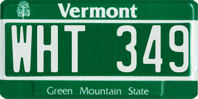 VT license plate WHT349