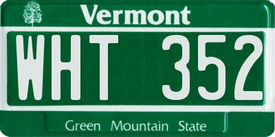 VT license plate WHT352
