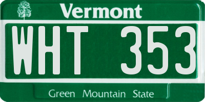 VT license plate WHT353