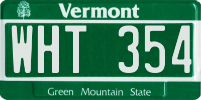 VT license plate WHT354