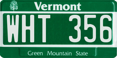 VT license plate WHT356