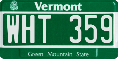 VT license plate WHT359