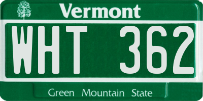 VT license plate WHT362