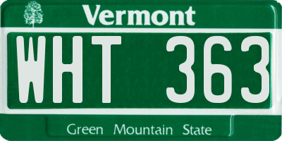 VT license plate WHT363