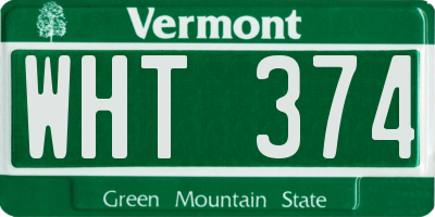 VT license plate WHT374
