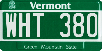 VT license plate WHT380