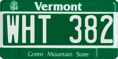 VT license plate WHT382