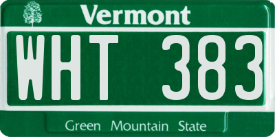 VT license plate WHT383