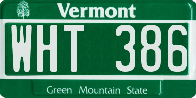 VT license plate WHT386