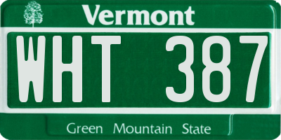 VT license plate WHT387