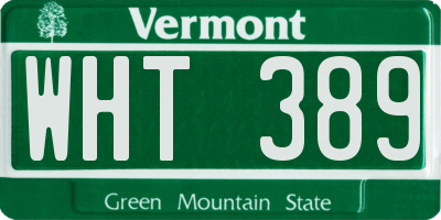 VT license plate WHT389