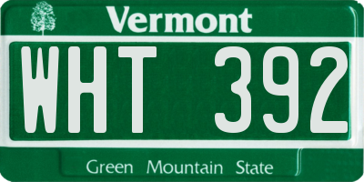 VT license plate WHT392