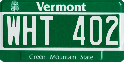 VT license plate WHT402