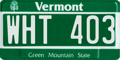 VT license plate WHT403