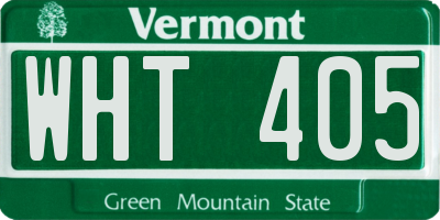 VT license plate WHT405
