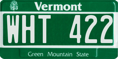 VT license plate WHT422