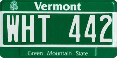 VT license plate WHT442