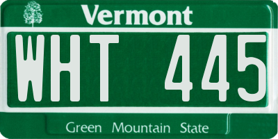 VT license plate WHT445