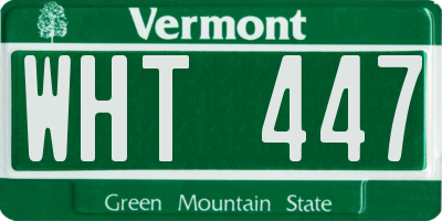 VT license plate WHT447