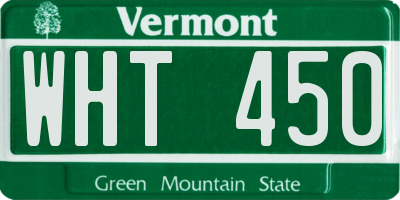 VT license plate WHT450