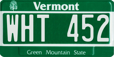 VT license plate WHT452