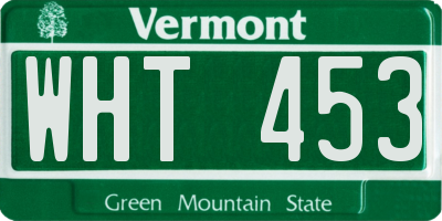 VT license plate WHT453